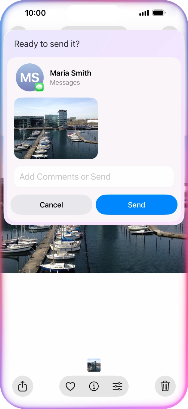 Ask Siri to share the screen content with your contacts. Ask Siri to share the screen content with your contacts.