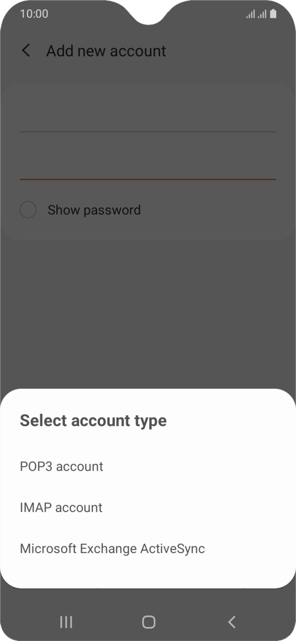 Press POP3 account. Press POP3 account.