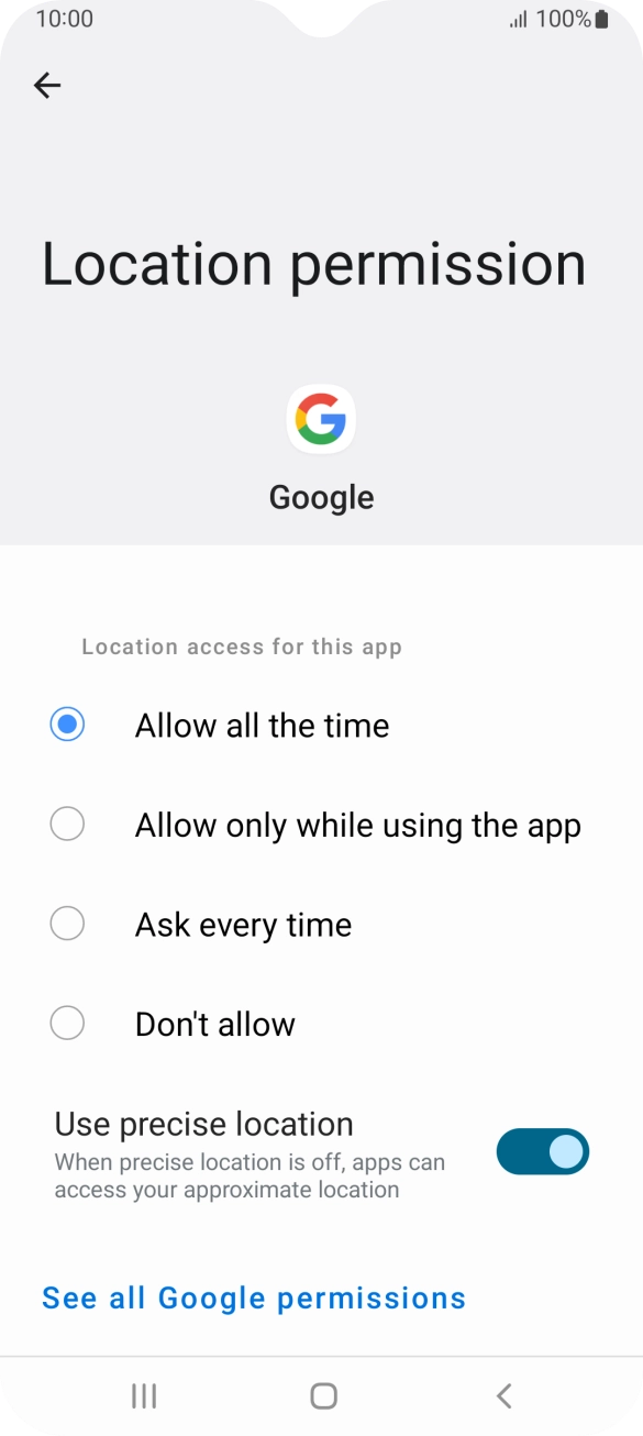 Press the required setting. Press the required setting.