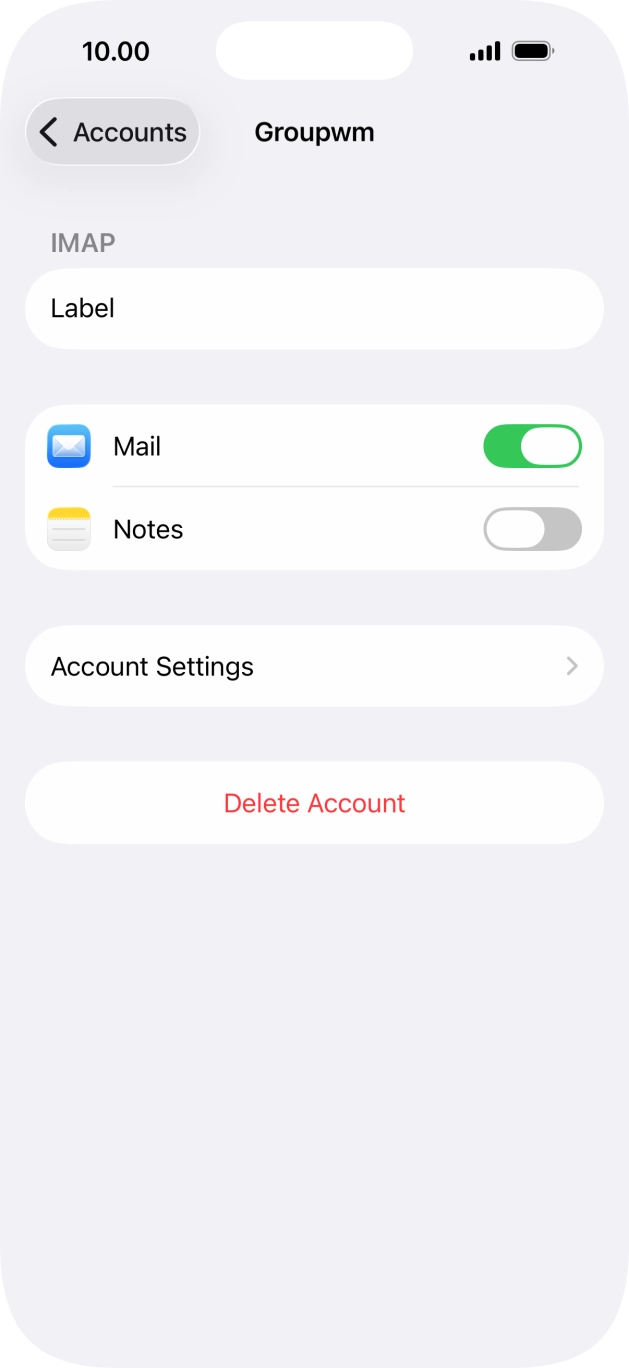 Press Account Settings.
