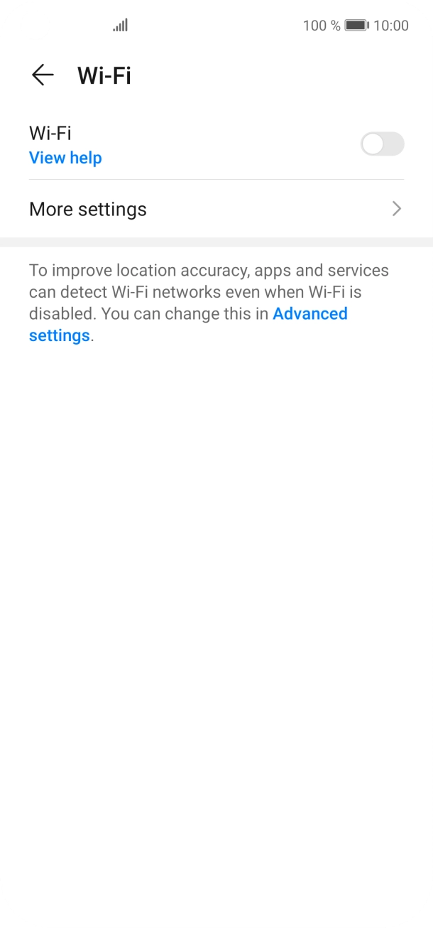 Press the indicator next to 'Wi-Fi' to turn on the function.
