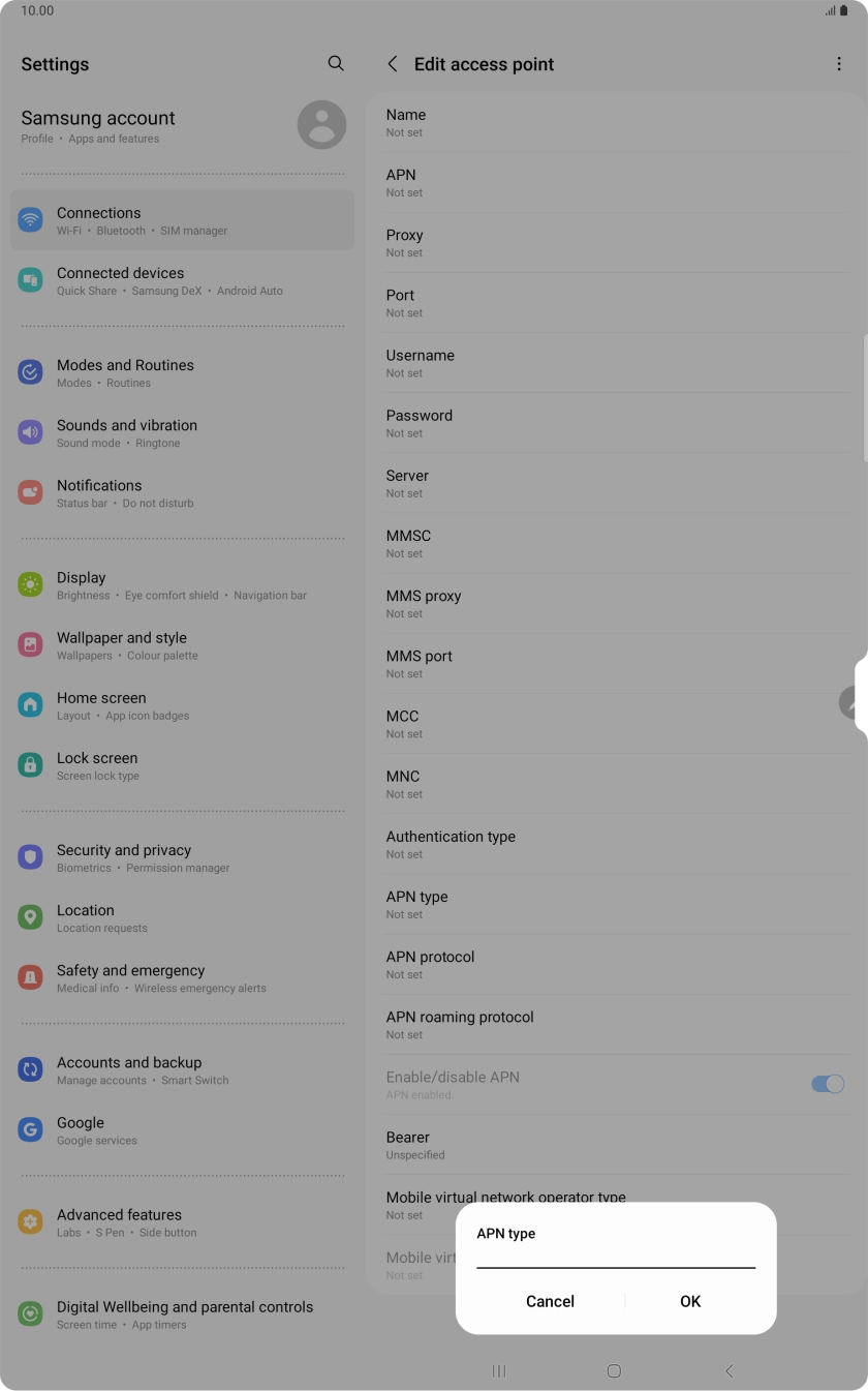 Key in default and press OK. Key in default and press OK.
