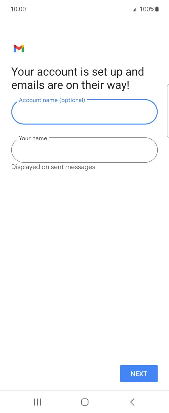 Press the field below 'Your name' and key in the required sender name.