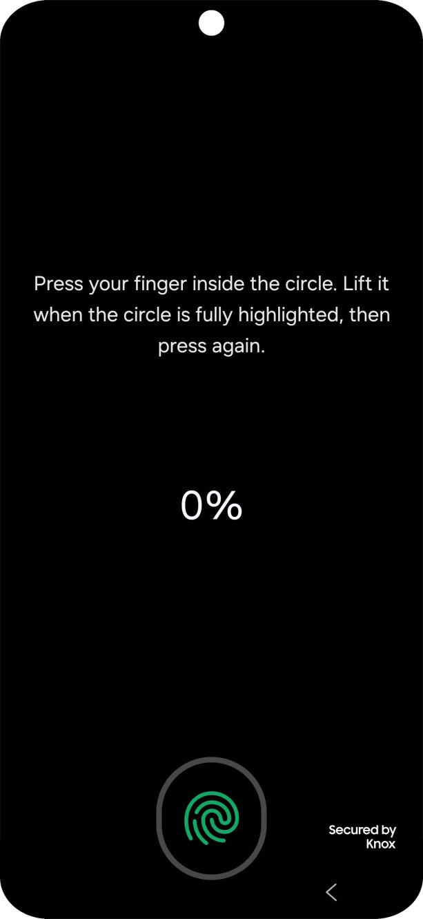 Follow the instructions on the screen to create the lock code using your fingerprint. Follow the instructions on the screen to create the lock code using your fingerprint.