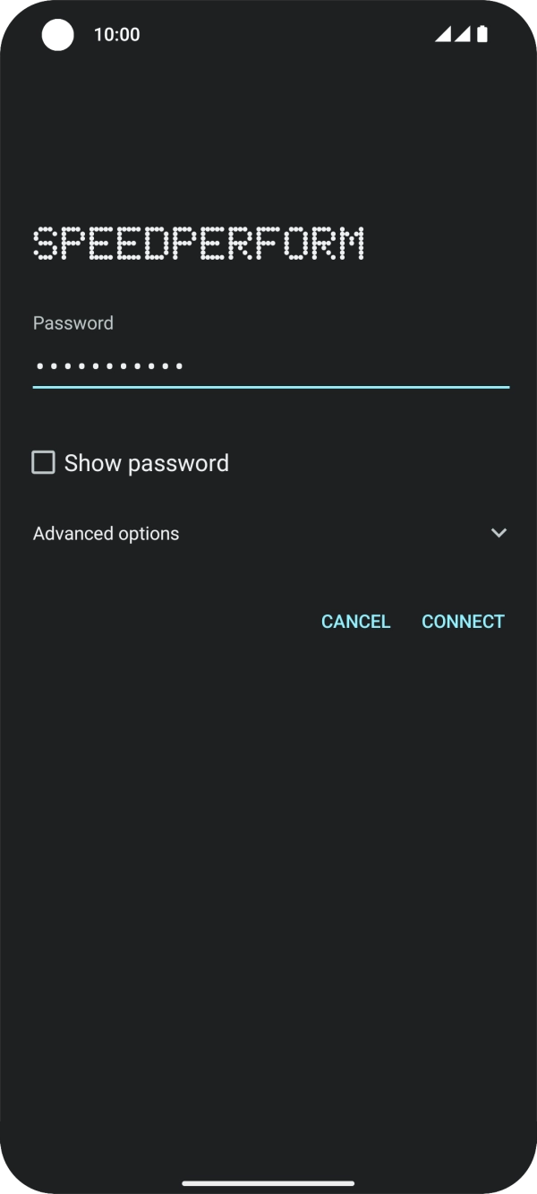 Key in the password for the WiFi network and press CONNECT.