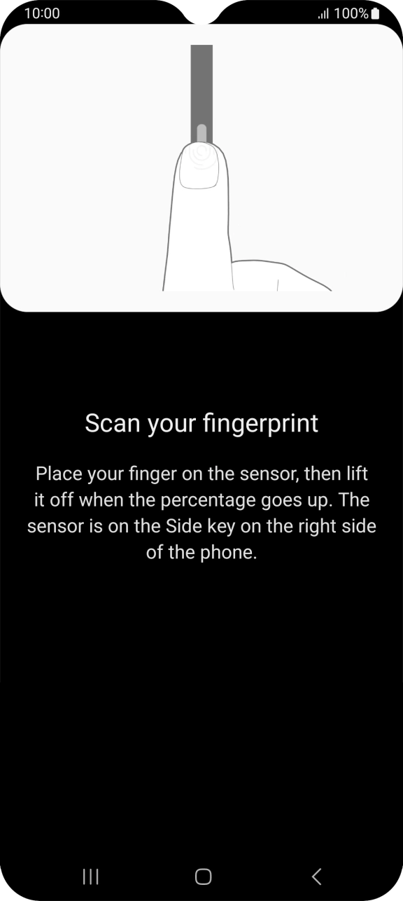 Follow the instructions on the screen to create the lock code using your fingerprint. Follow the instructions on the screen to create the lock code using your fingerprint.