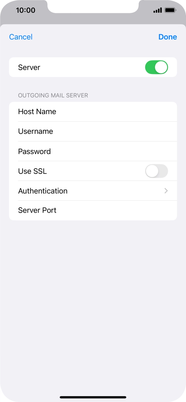 Press the indicator next to 'Use SSL' to turn on the function.