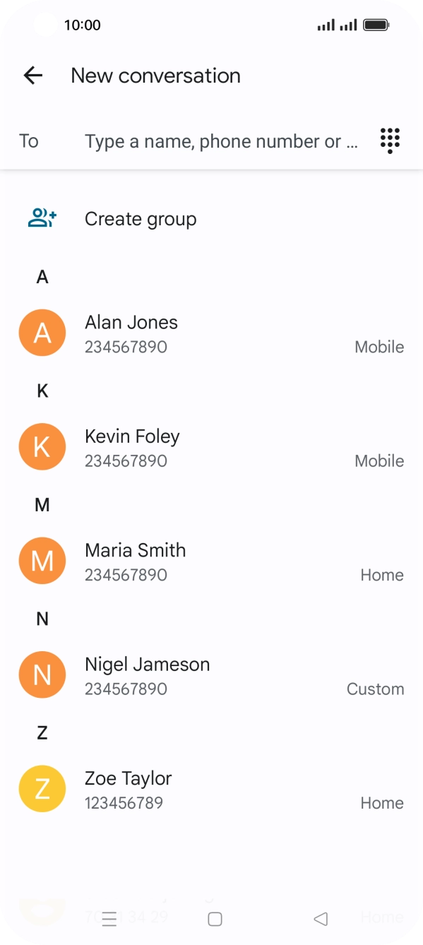 Press the search field and key in the first letters of the recipient's name. Press the search field and key in the first letters of the recipient's name.