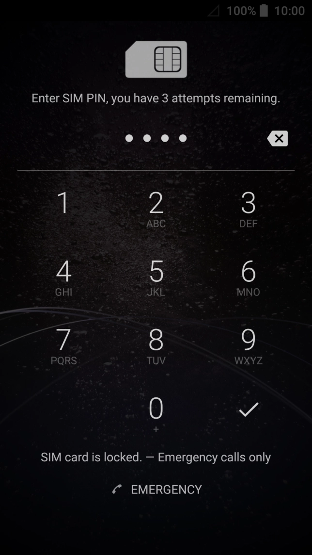 Key in your SIM PIN and press the confirm icon. The default SIM PIN is 0000.