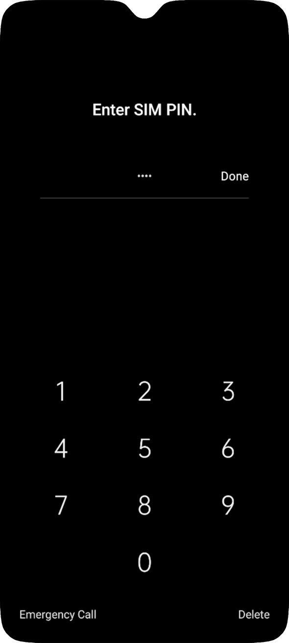 Key in your SIM PIN and press Done. The default SIM PIN is 0000.
