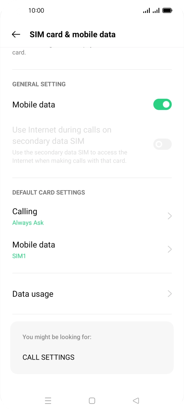 Press Data usage.