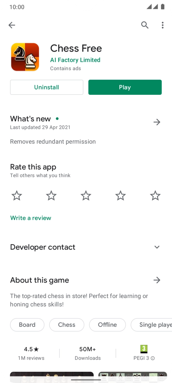 Press Uninstall.