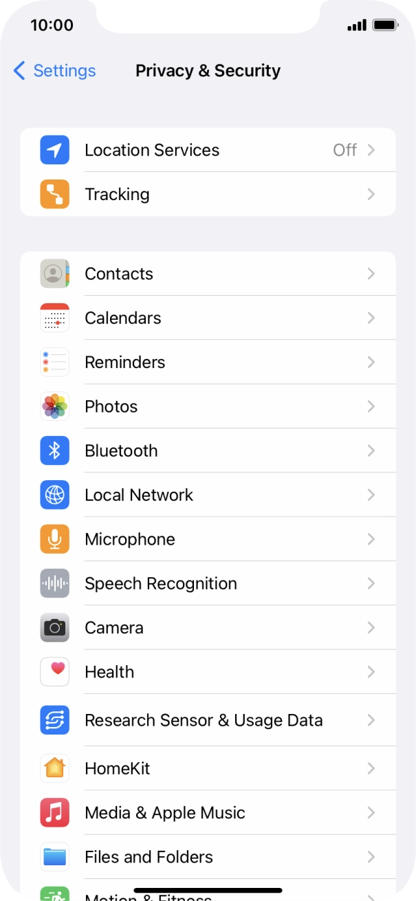 Press Location Services.