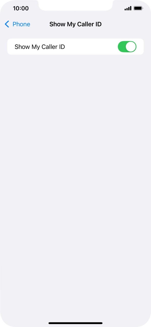 Press the indicator next to 'Show My Caller ID' to turn the function on or off.