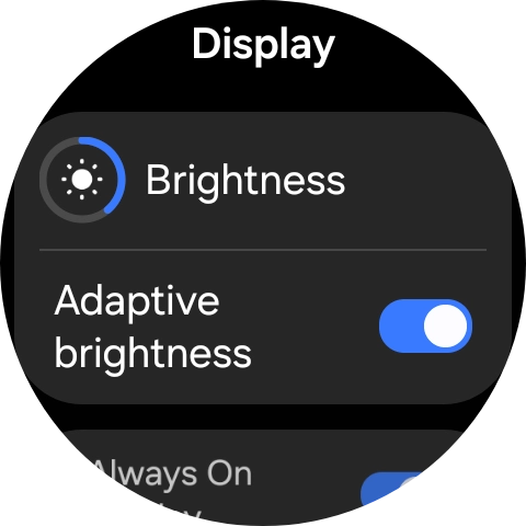 Press the indicator next to 'Adaptive brightness' to turn the function on or off. Press the indicator next to 'Adaptive brightness' to turn the function on or off.