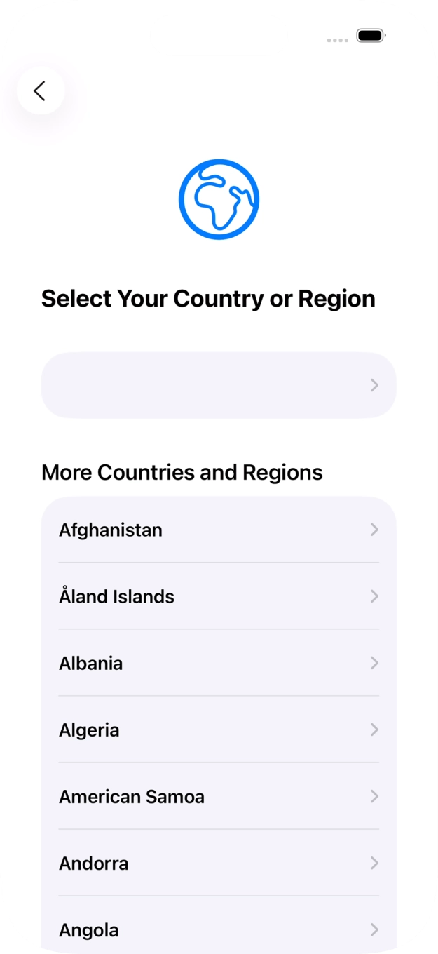 Press the required country or area.