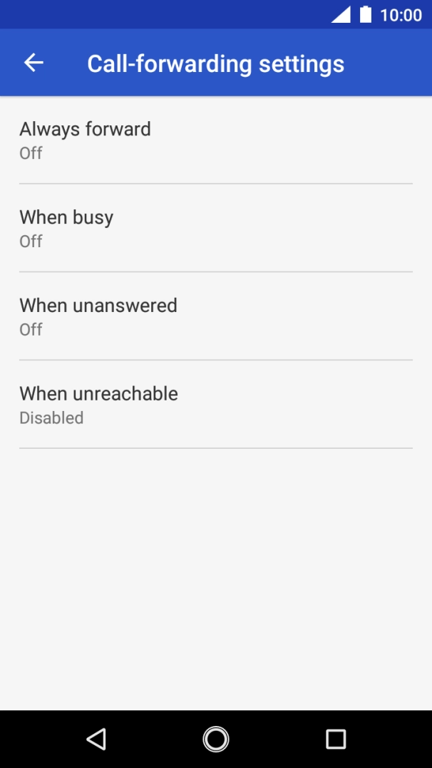 Press the required divert type.