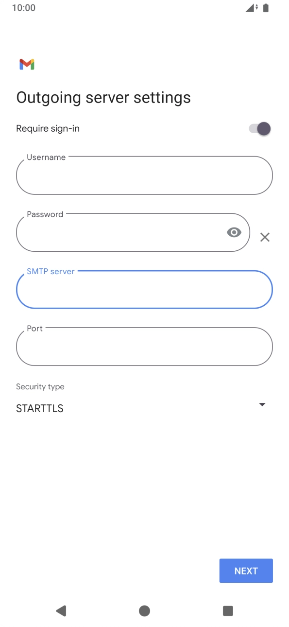 Press the field below 'Port' and key in 587. Press the field below 'Port' and key in 587.