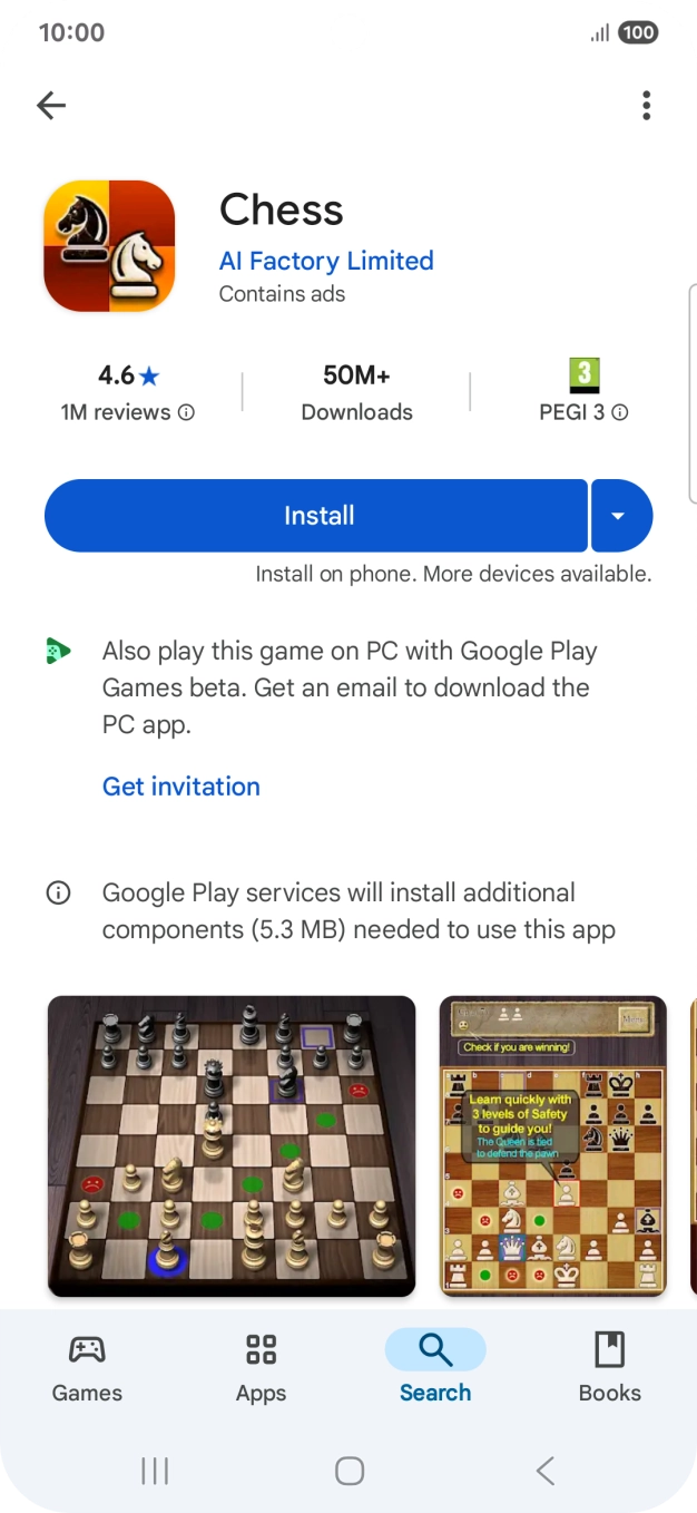 Press Install and follow the instructions on the screen to install the app.
