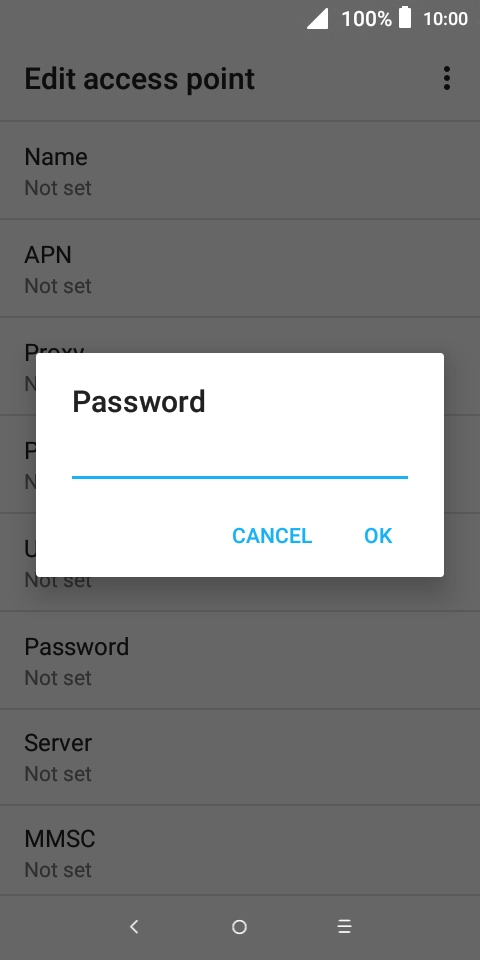 Key in p and press OK.