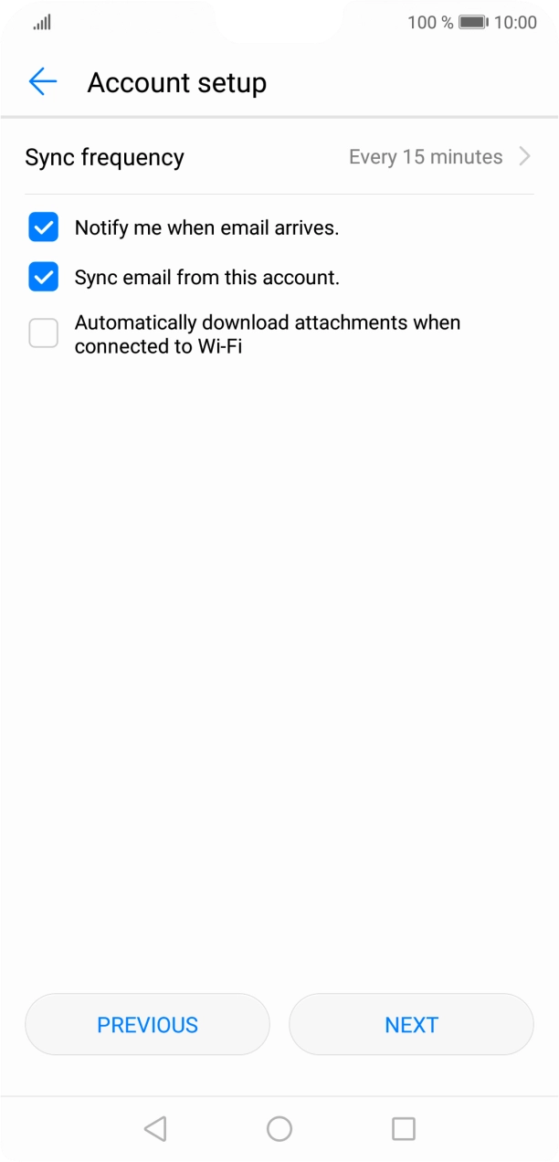 Press the field next to 'Notify me when email arrives.' to turn on the function. Press the field next to 'Notify me when email arrives.' to turn on the function.
