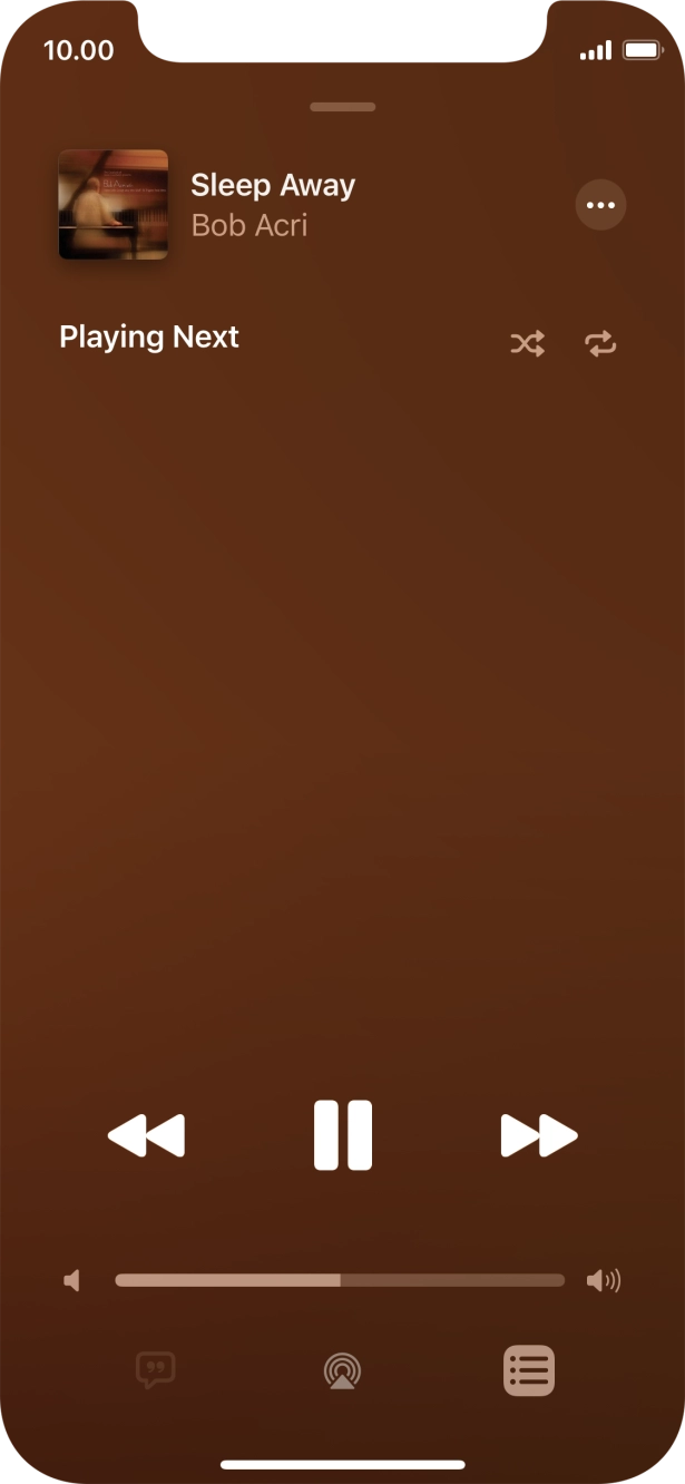 Press the shuffle icon to turn the function on or off. Press the shuffle icon to turn the function on or off.
