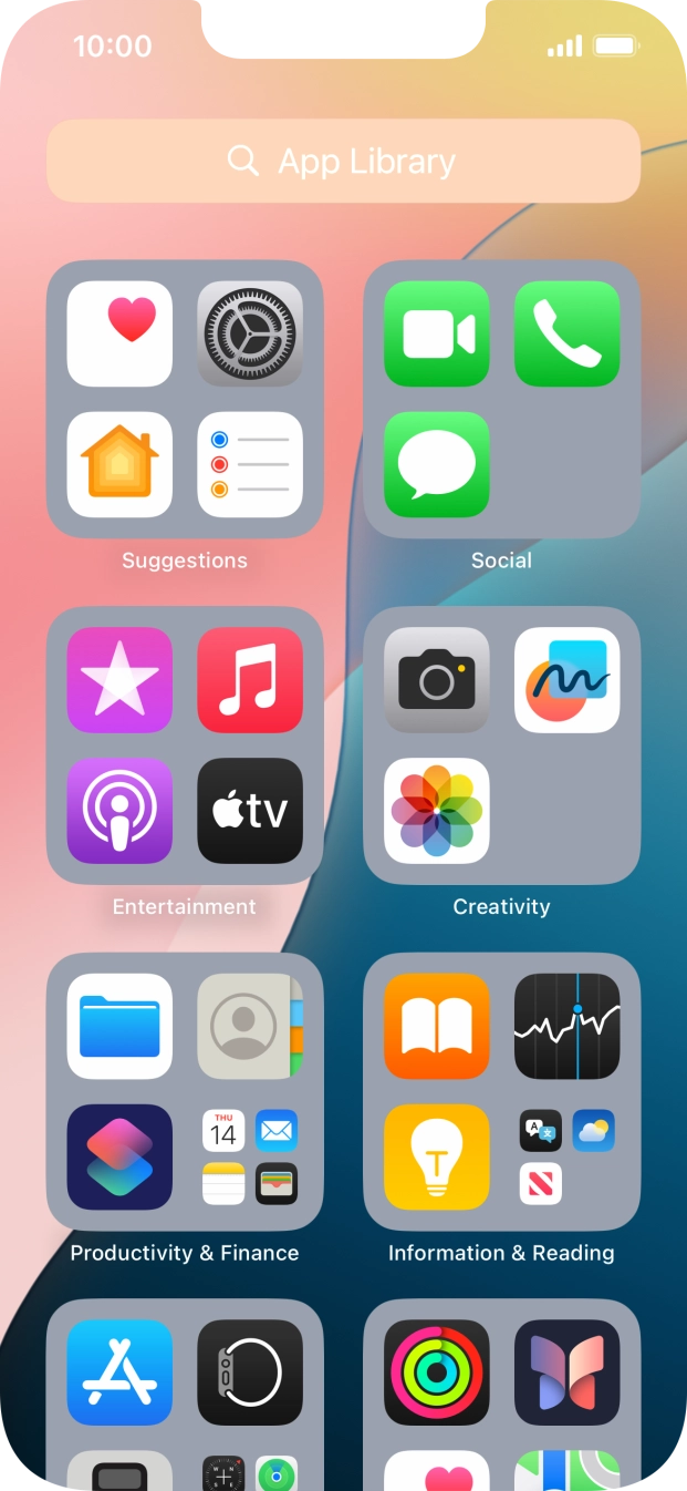 Press the required app. Press the required app.