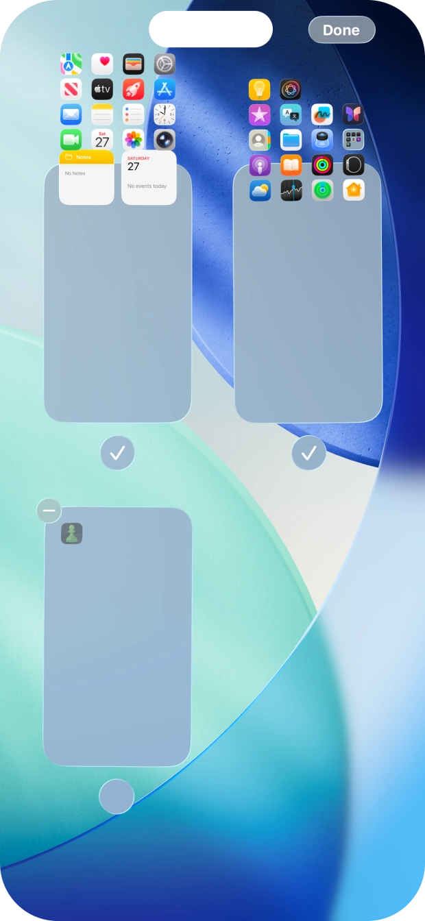 Press the delete icon next to the required home screen page.