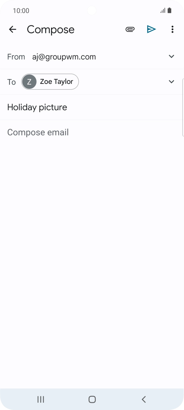 Press the text input field and write the text for your email. Press the text input field and write the text for your email.