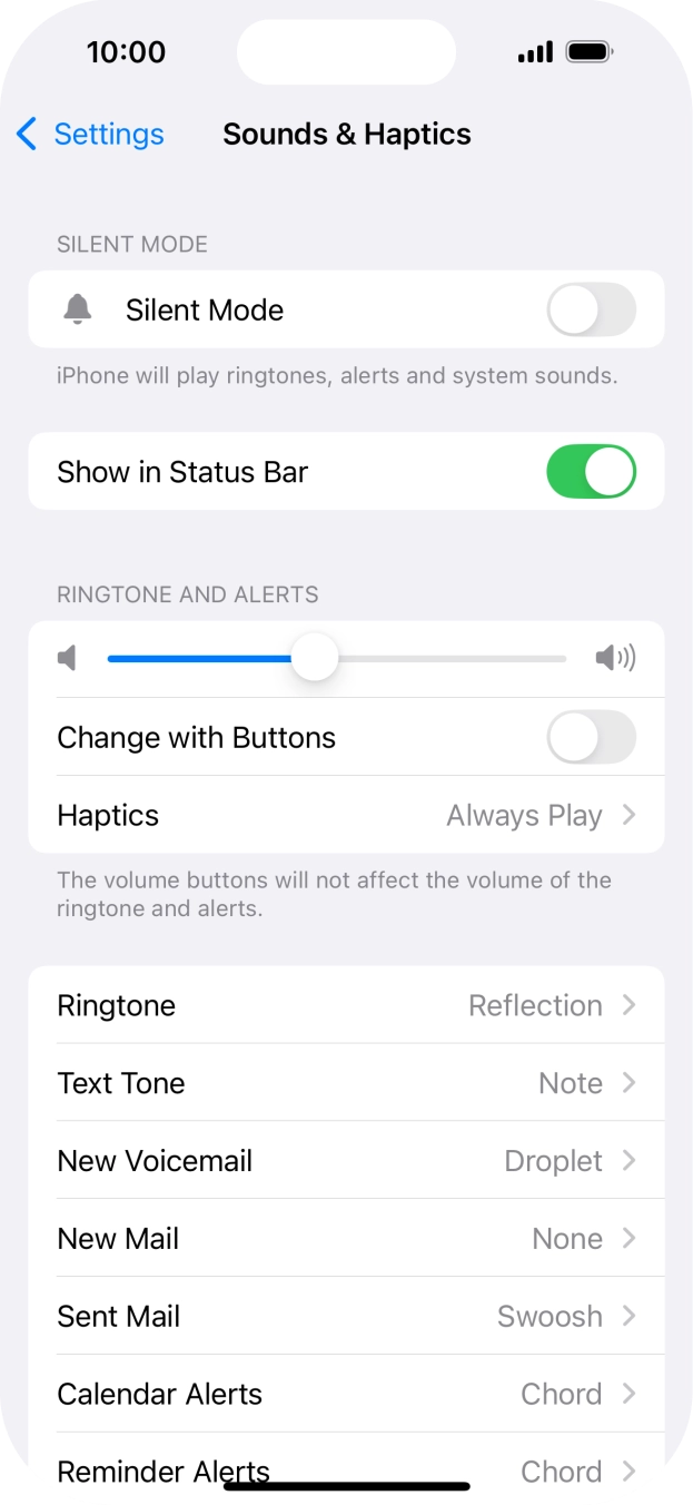Press the indicator next to 'Silent Mode' to turn the function on or off. Press the indicator next to 'Silent Mode' to turn the function on or off.