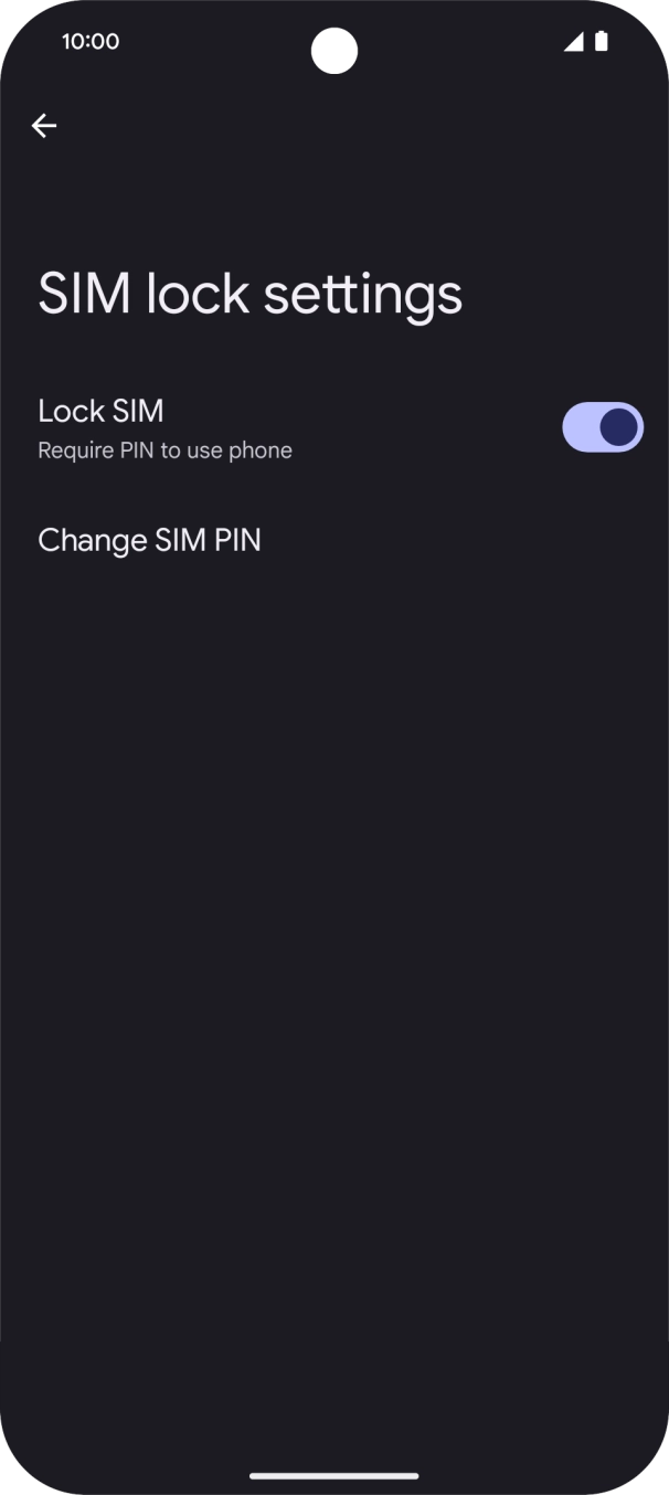 Press the indicator next to 'Lock SIM' to turn the function on or off.