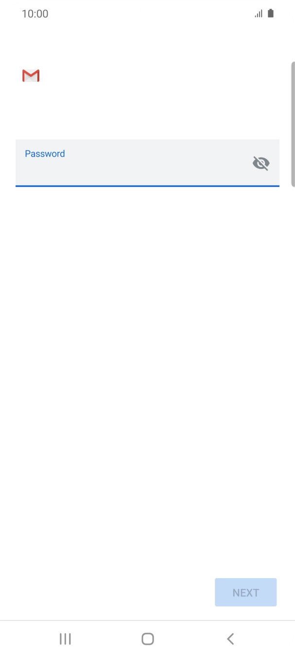 Press the field below 'Password' and key in the password for your email account. Press the field below 'Password' and key in the password for your email account.