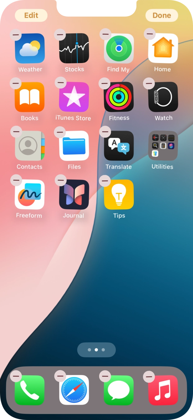 Press the home screen page icon. Press the home screen page icon.