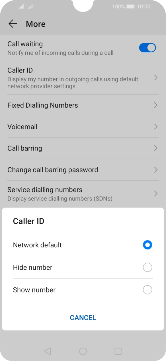 Press Show number to turn on caller identification.