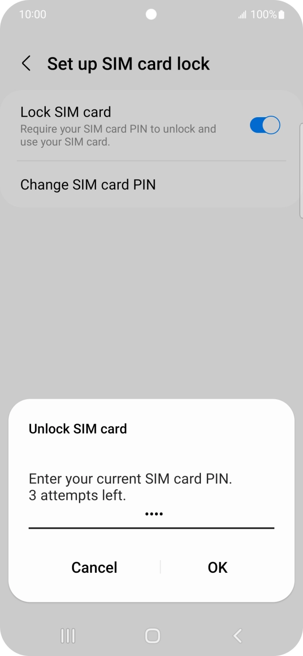 Key in your SIM PIN and press OK. The default SIM PIN is 0000.