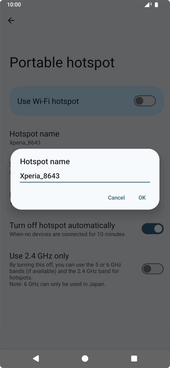 Key in the required WiFi hotspot name and press OK.