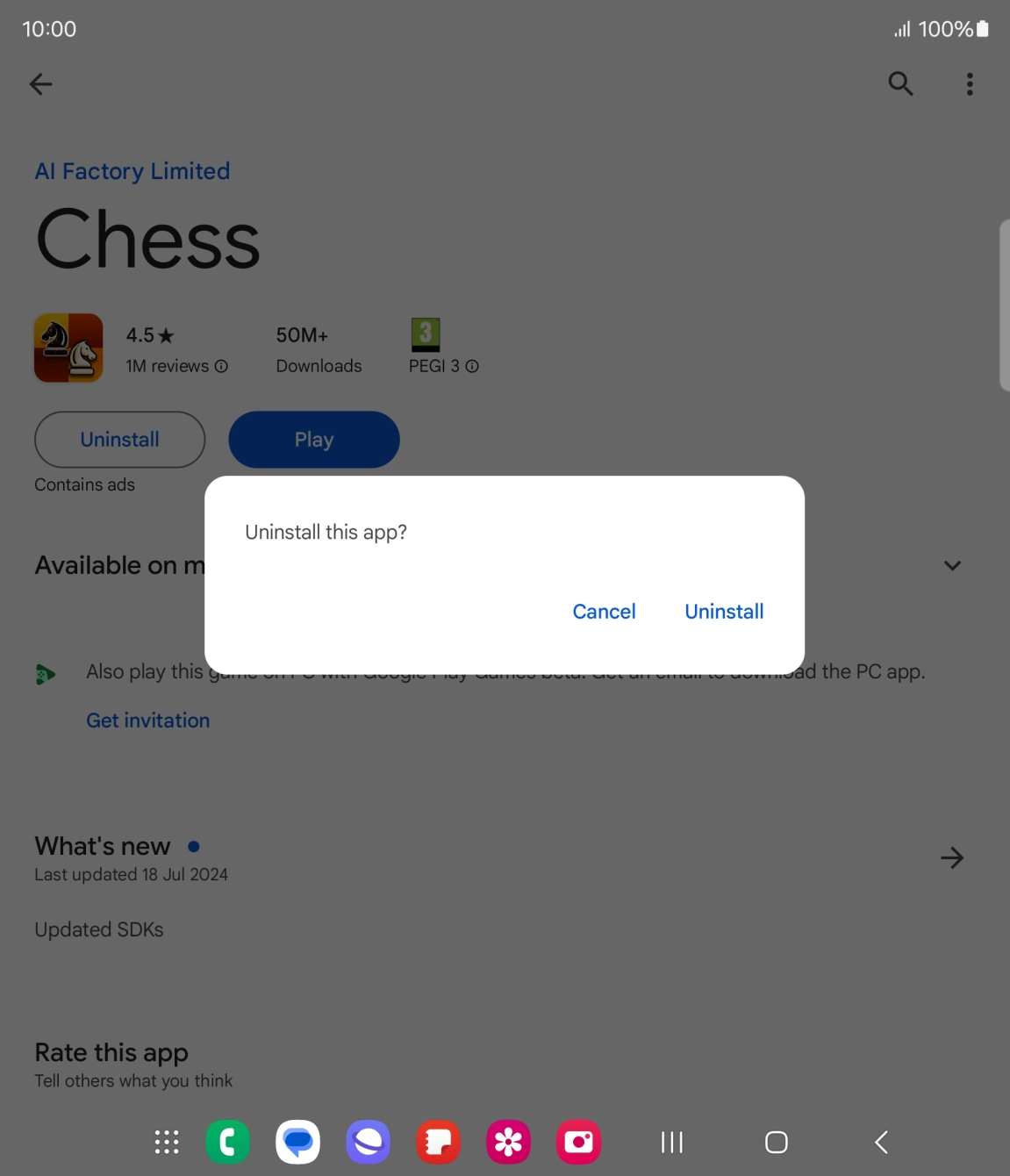 Press Uninstall.