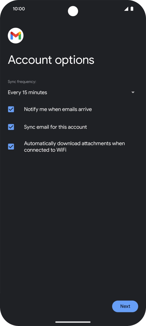 Press the drop down list below 'Sync frequency:'. Press the drop down list below 'Sync frequency:'.