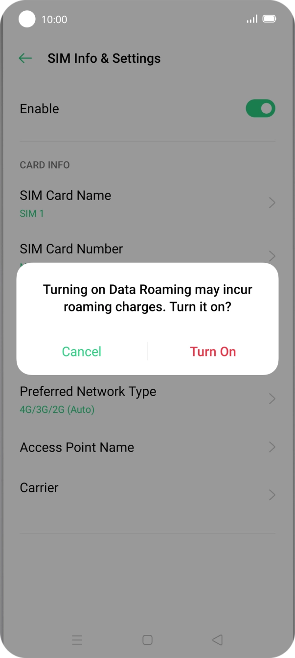 If you turn on the function, press Turn On. If you turn on the function, press Turn On.