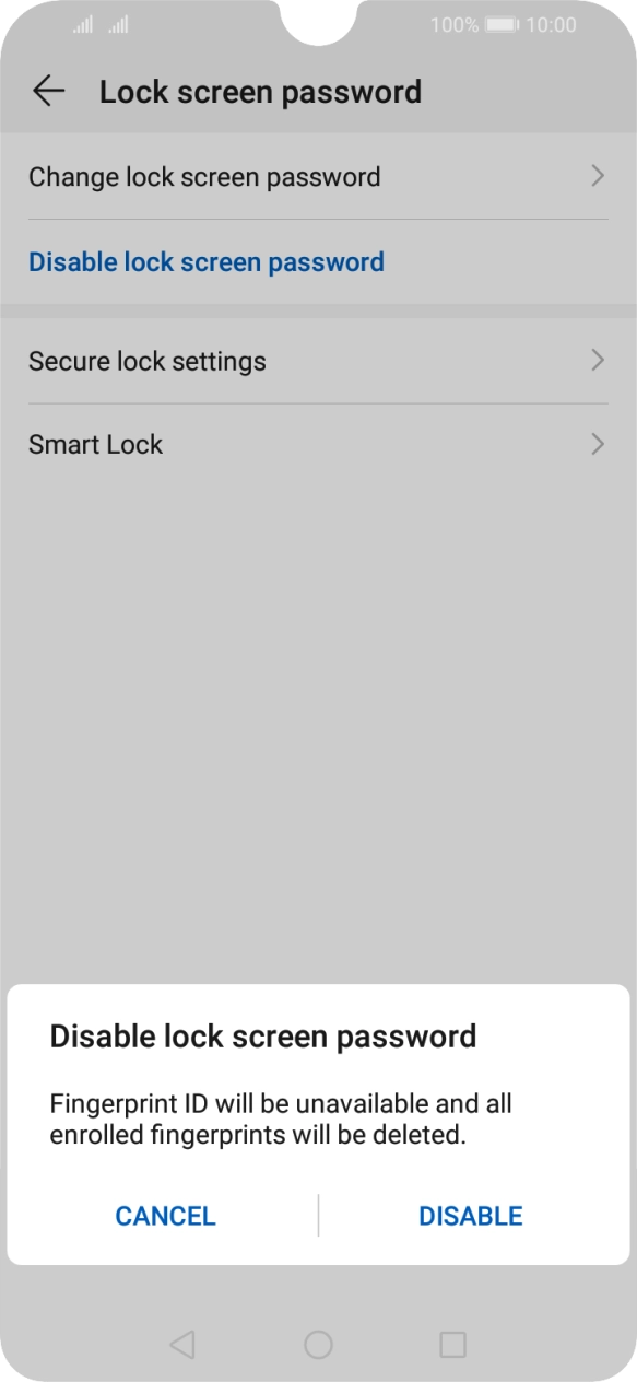Key in the current phone lock code and press DISABLE. Key in the current phone lock code and press DISABLE.