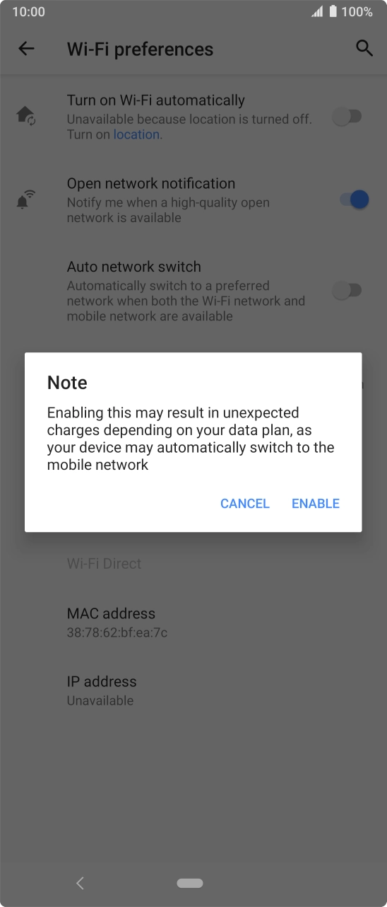 If you turn on the function, press ENABLE. If you turn on the function, press ENABLE.