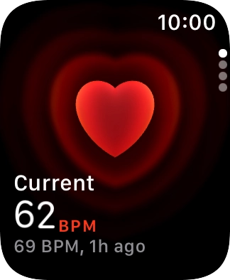 Your current heart rate is displayed below Current. Your current heart rate is displayed below Current.