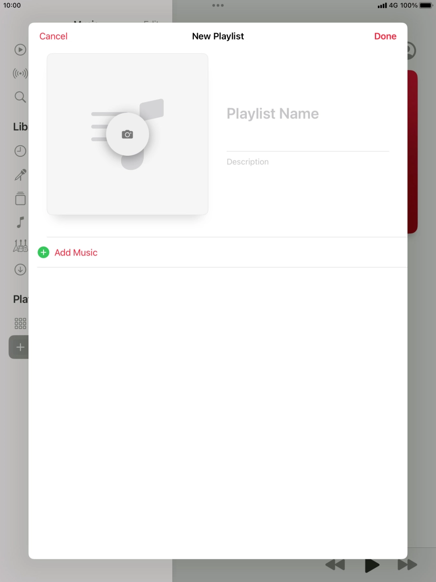 Press the text input field and key in a name for the playlist.