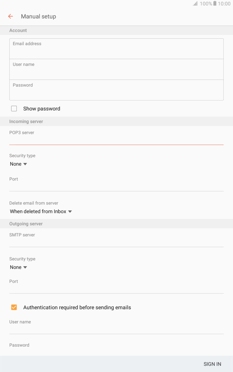 Press the drop down list below 'Security type'. Press the drop down list below 'Security type'.
