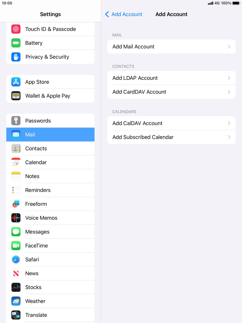 Press Add Mail Account. Press Add Mail Account.