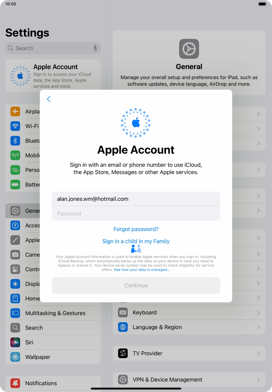 Press Password and key in the password for your Apple ID. Press Password and key in the password for your Apple ID.