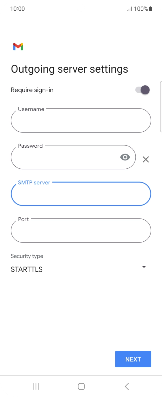 Press the field below 'Port' and key in 25.
