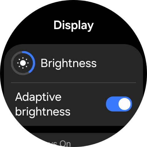 Press the indicator next to 'Adaptive brightness' to turn the function on or off. Press the indicator next to 'Adaptive brightness' to turn the function on or off.