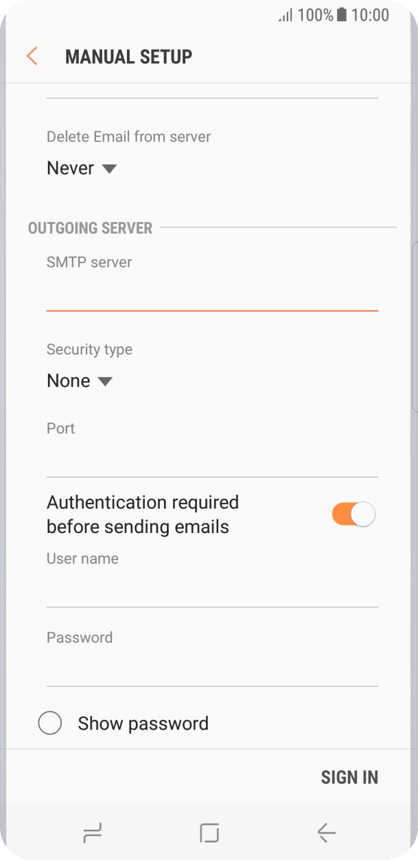 Press the drop down list below 'Security type'. Press the drop down list below 'Security type'.