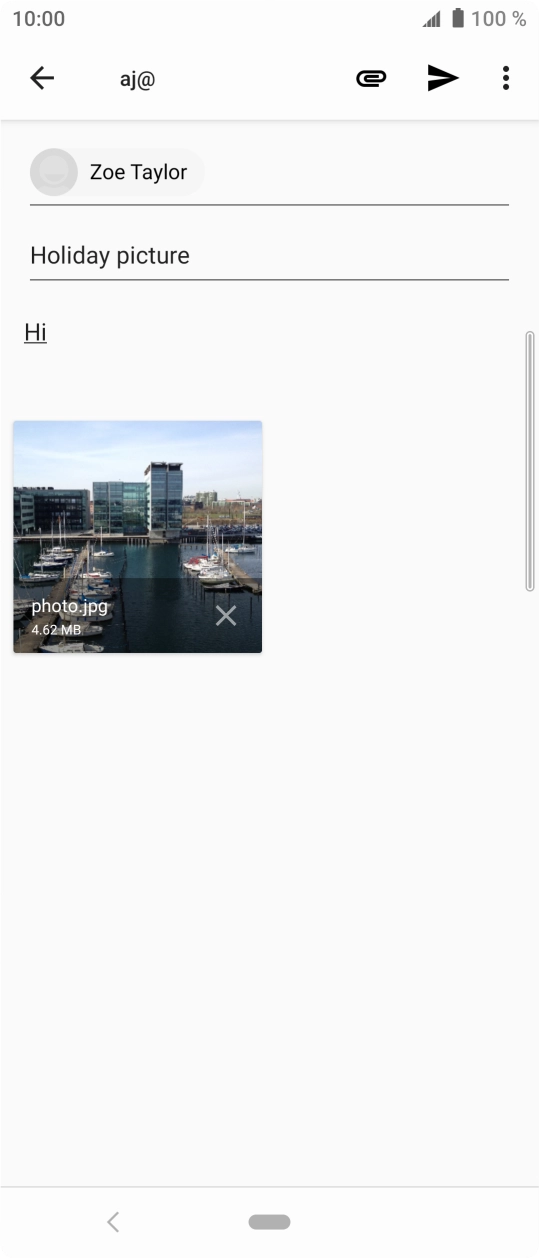 Press the send icon when you've finished your email.